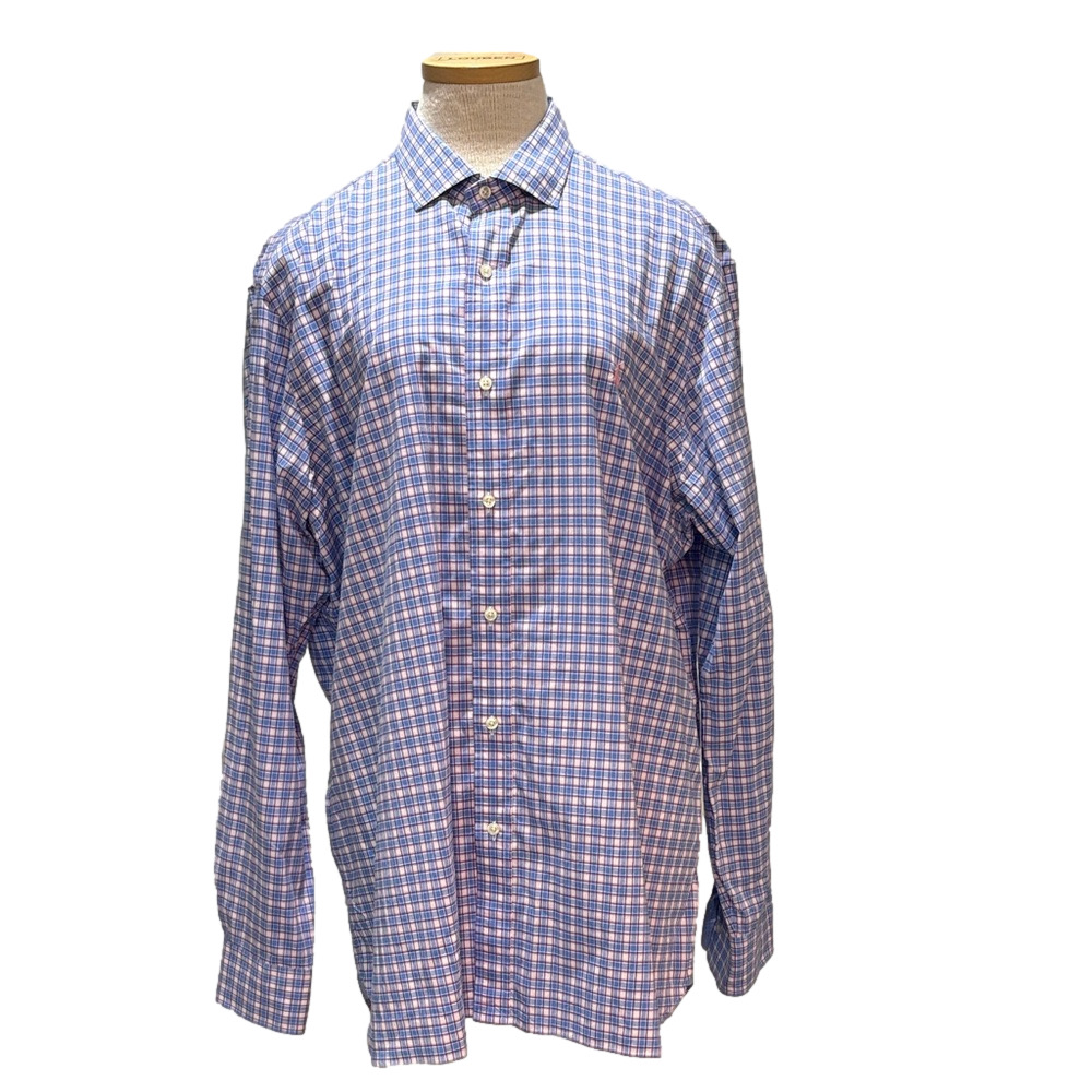 Polo Ralph Lauren sz XL 100% cotton stretch pink/blue plaid long sleeve shirt